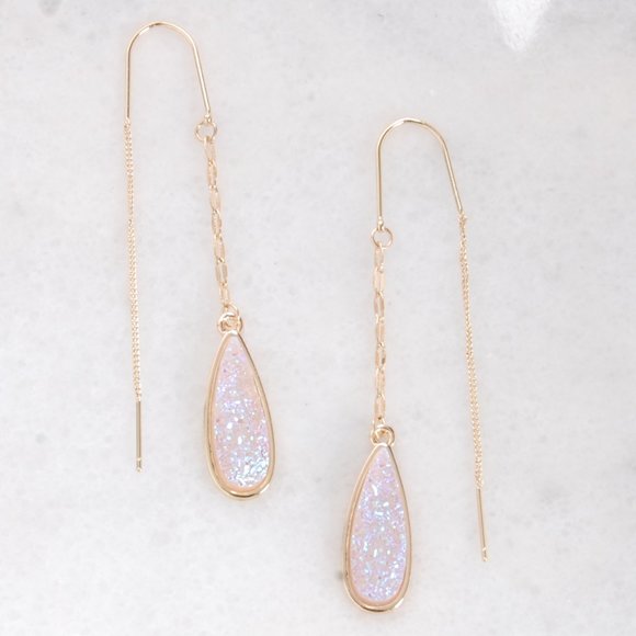Jewelry - Lavender Light Druzy Drop Charm Threader Earrings